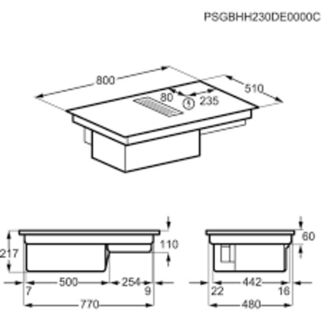 AEG XCD6847IB | Inductie kookplaat met afzuiging  | 80 cm
