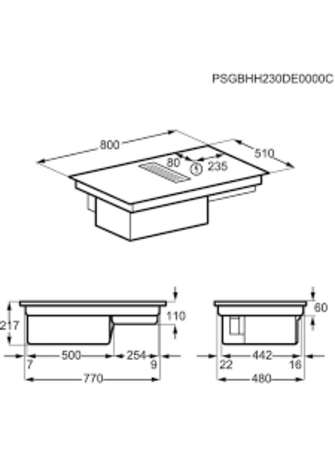 AEG XCD6847IB | Inductie kookplaat met afzuiging | 80 cm