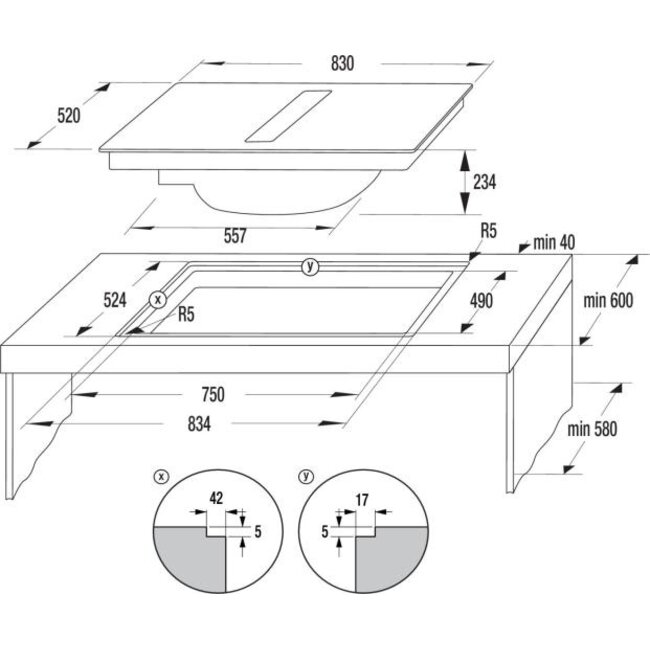 Gorenje GEH8432BSCWF  | Inductie kookplaat met afzuiging
