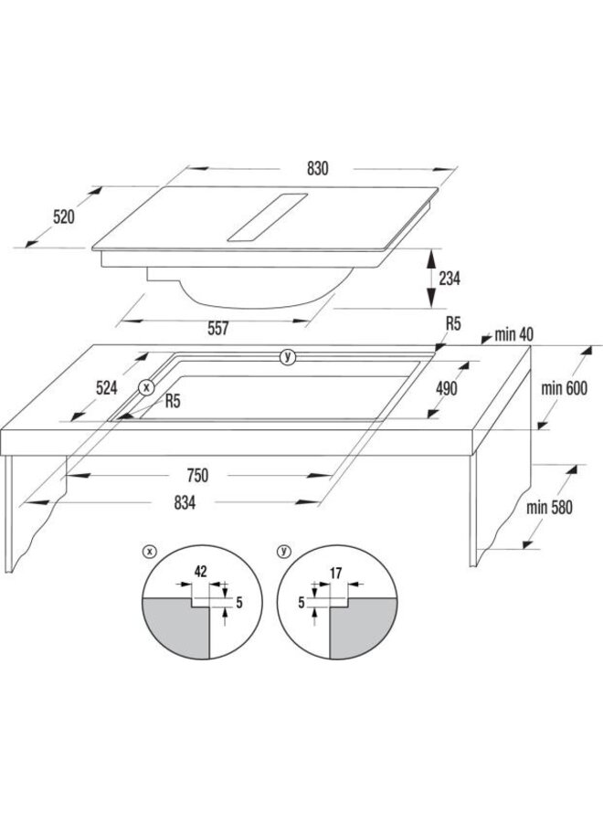 Gorenje GEH8432BSCWF  | Inductie kookplaat met afzuiging