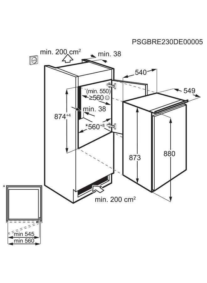 AEG TF50S882DS | Inbouw koelkast | 88 cm | D