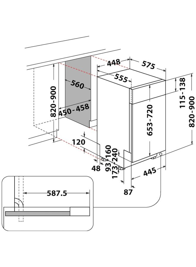 Bauknecht BK4PC11BS7A0 | Half geintegreerde vaatwasser | 45 cm
