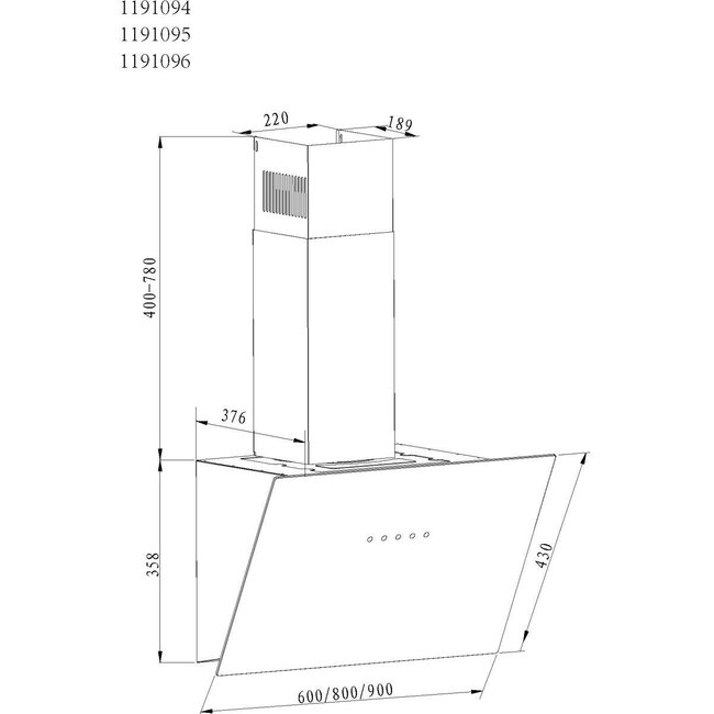 Amica KHF 684 630 S | Afzuigkap | Zwart | Schuin | 80 cm