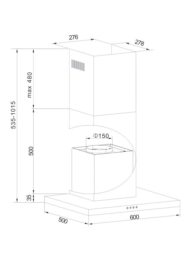 Amica KH 17803 S | Blokschouw Afzuigkap | 60 cm | Zwart