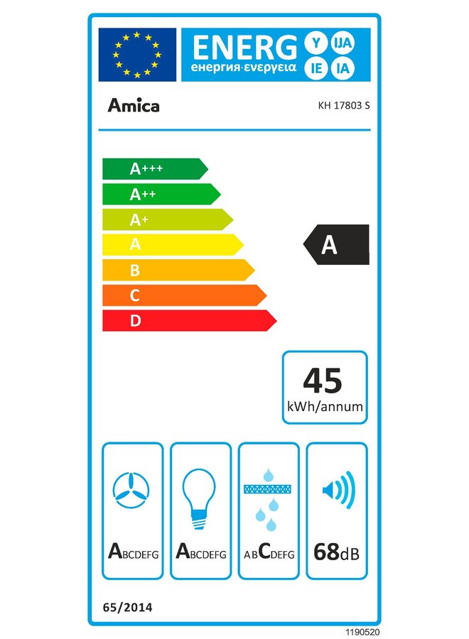 Amica KH 17803 S | Blokschouw Afzuigkap | 60 cm | Zwart