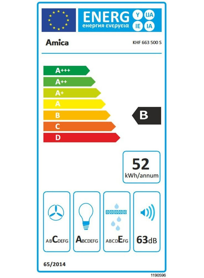 Amica KHF 663 500 S | Afzuigkap | Zwart | Schuin | 60 cm