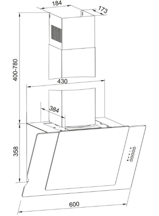 Amica KHF 663 500 S | Afzuigkap | Zwart | Schuin | 60 cm