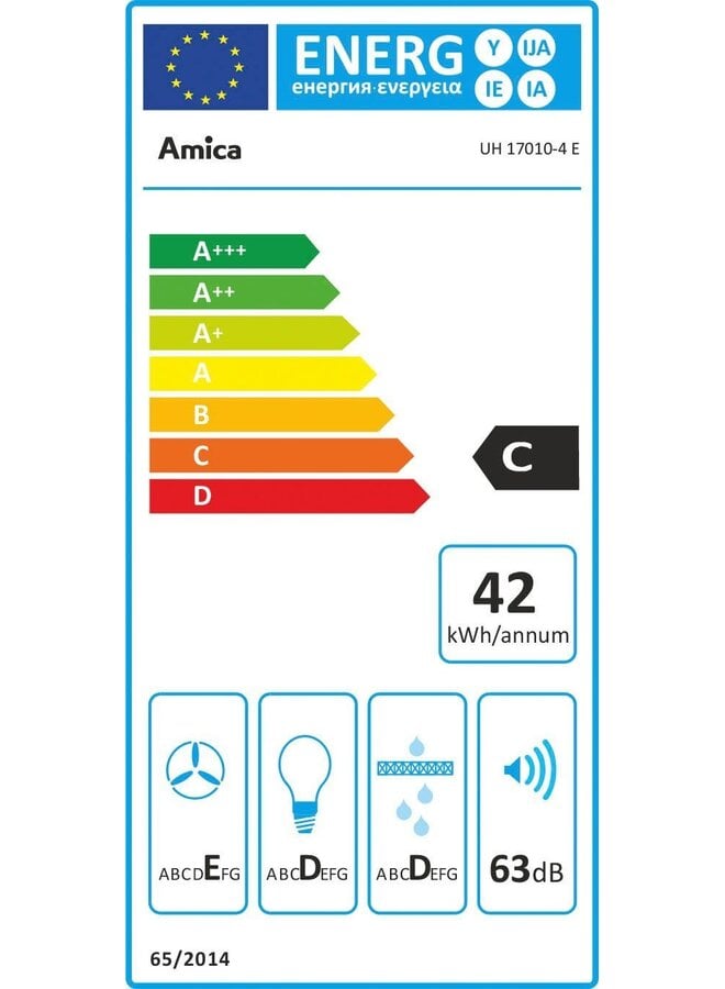 Amica UH 17010-4 E | Onderbouw afzuigkap | 60 cm | RVS