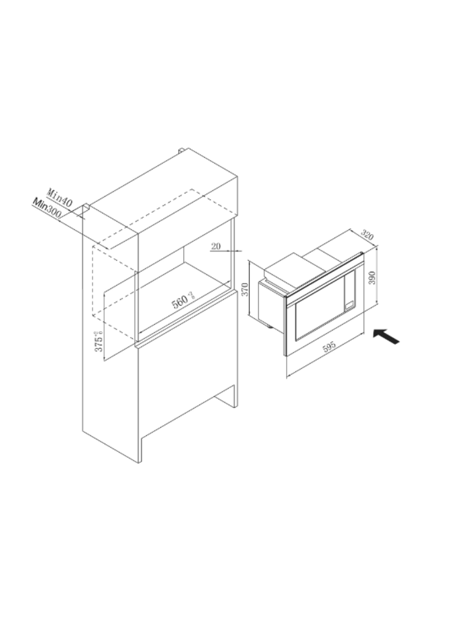 Amica ( MICAN )  80250 | Inbouw magnetron | Zwart | Nis 39