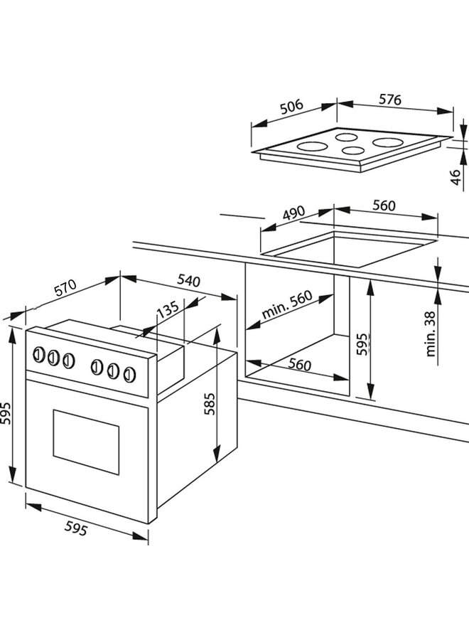 Amica ( MICAN )  90355 | Inbouw fornuis | Oven set | Zwart
