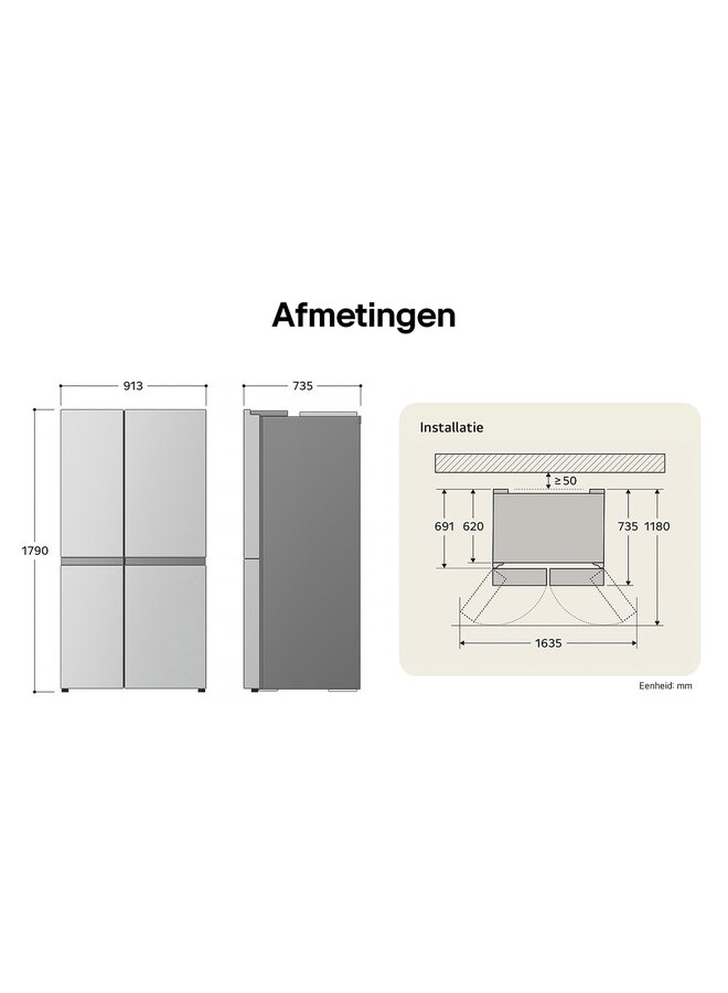 LG GSLC40EPPE | Amerikaanse koelkast | Zwart