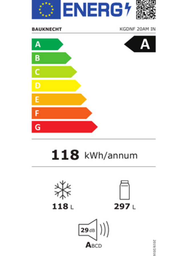 Bauknecht KGDNF 20AM IN | Koelvriescombinatie | Energieklasse A