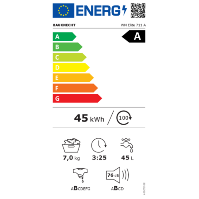 Bauknecht WM ELITE 711 A  | Wasmachine | Label A