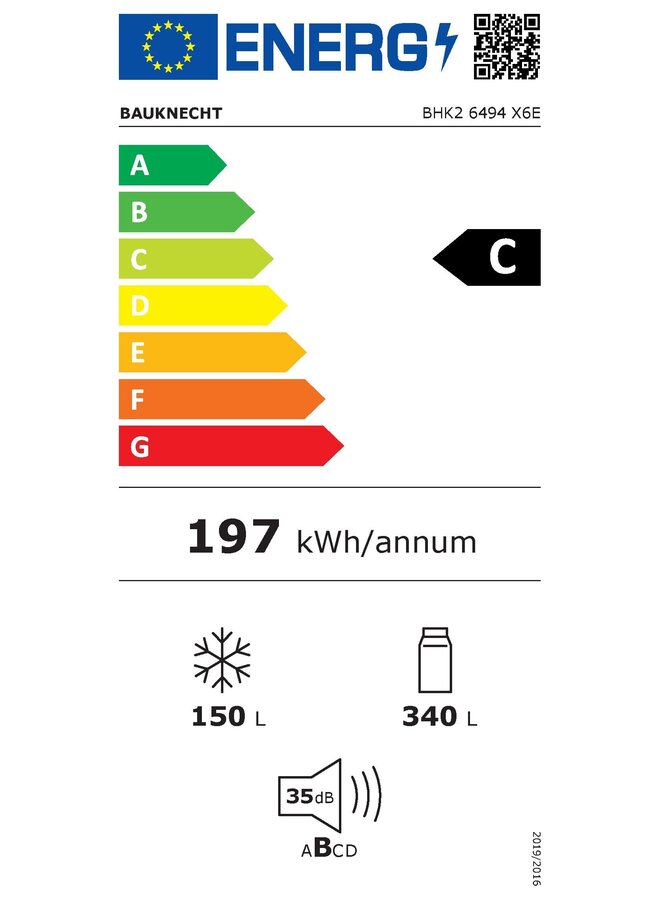 Bauknecht BHK2 6494 X6E | Koelvriescombinatie | XXL | C | 70 cm