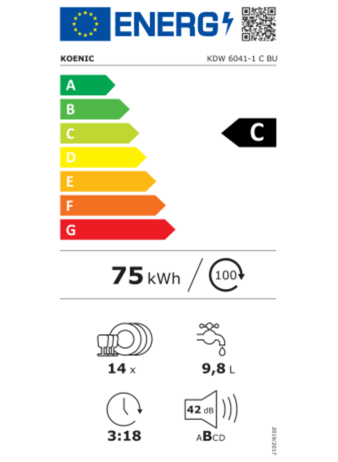 KOENIC KDW 6041-1 C BU | Onderbouw vaatwasser | RVS | C