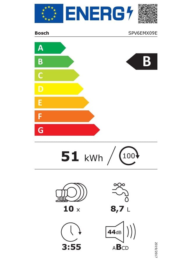 Bosch SPV6EMX09E | Inbouw vaatwasser | 45 cm | B label