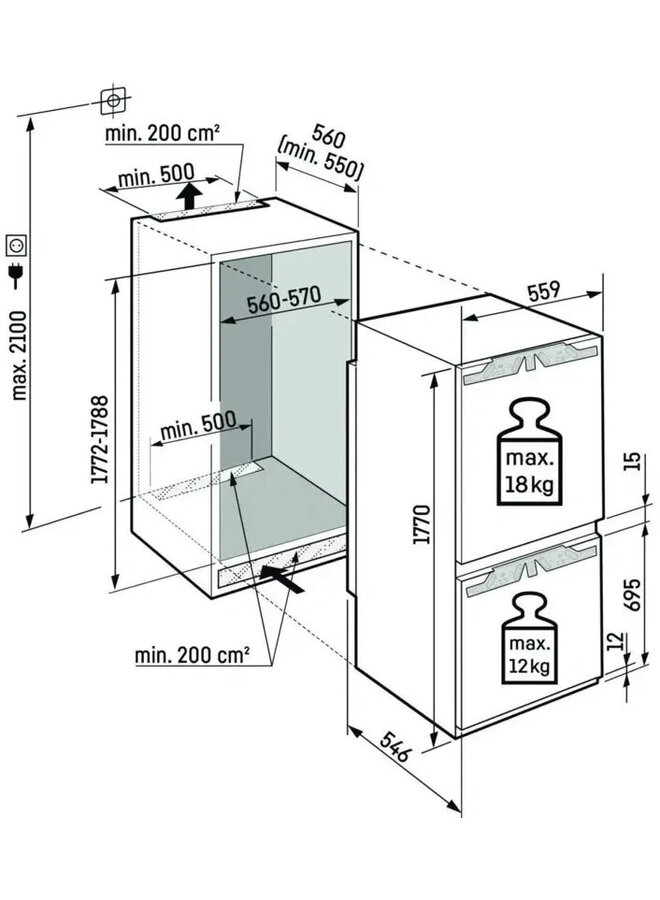 Liebherr ICBa 5123 plus BioFresh | Inbouw  koelvriescombinatie | A label