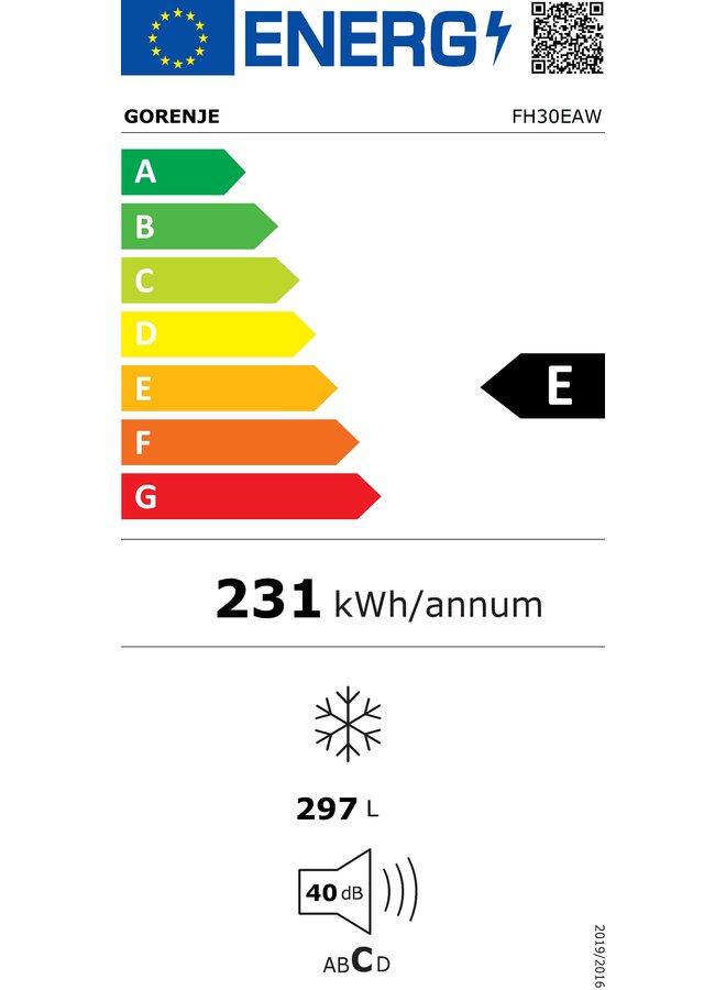 Gorenje FH30EAW | Vrieskist | 297 Ltr | 111.4 cm