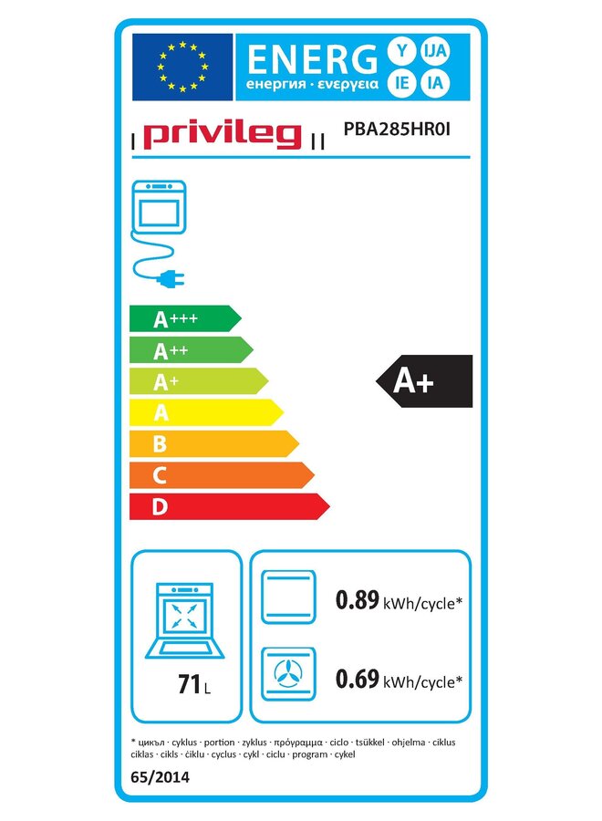 Privileg ( Bauknecht ) PBA285HR0I | Inbouw oven | 60 cm | Hydrolyse