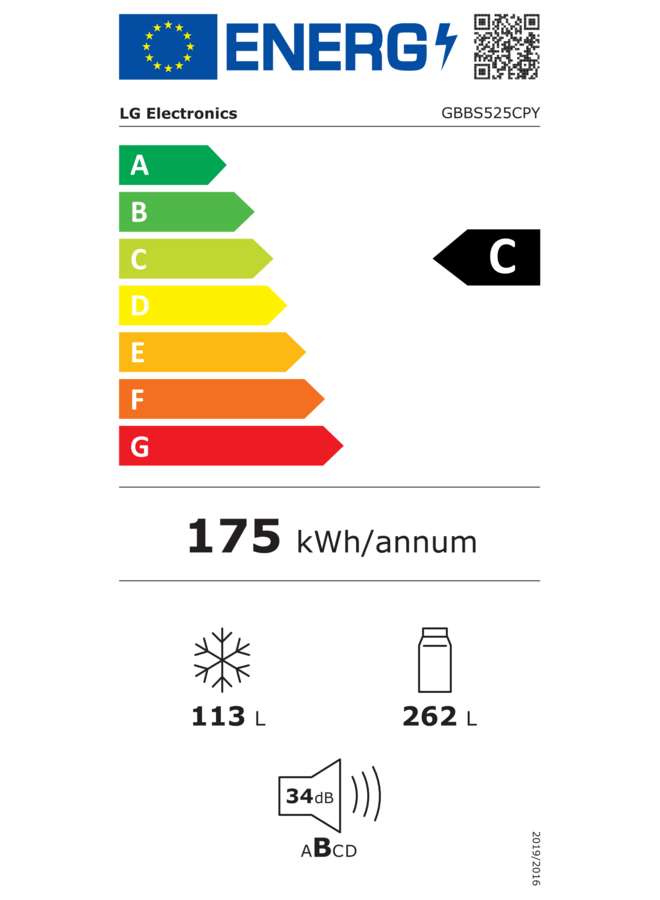 LG GBBS525CPY | Koelvriescombinatie | RVS | C  | ThinQ AI Fresh