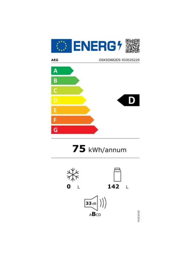 AEG OSK5O882DS | Inbouw koelkast | 88 cm | Sleepdeur