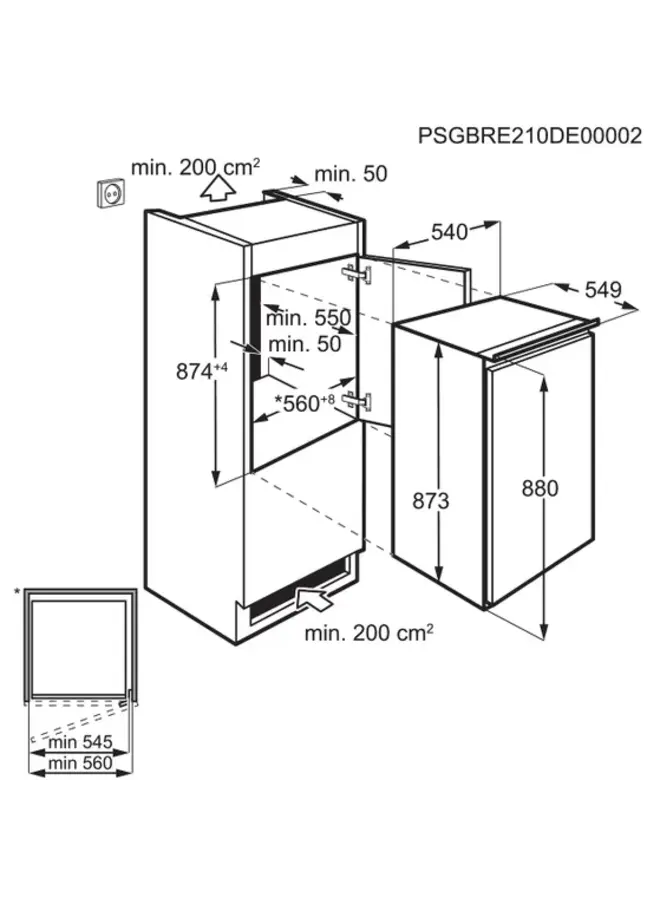 AEG OSK5O882DS | Inbouw koelkast | 88 cm | Sleepdeur