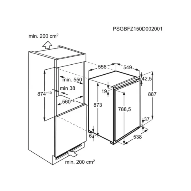 AEG TAB6L88EF | Inbouw vrieskast | 88 cm | Lowfrost