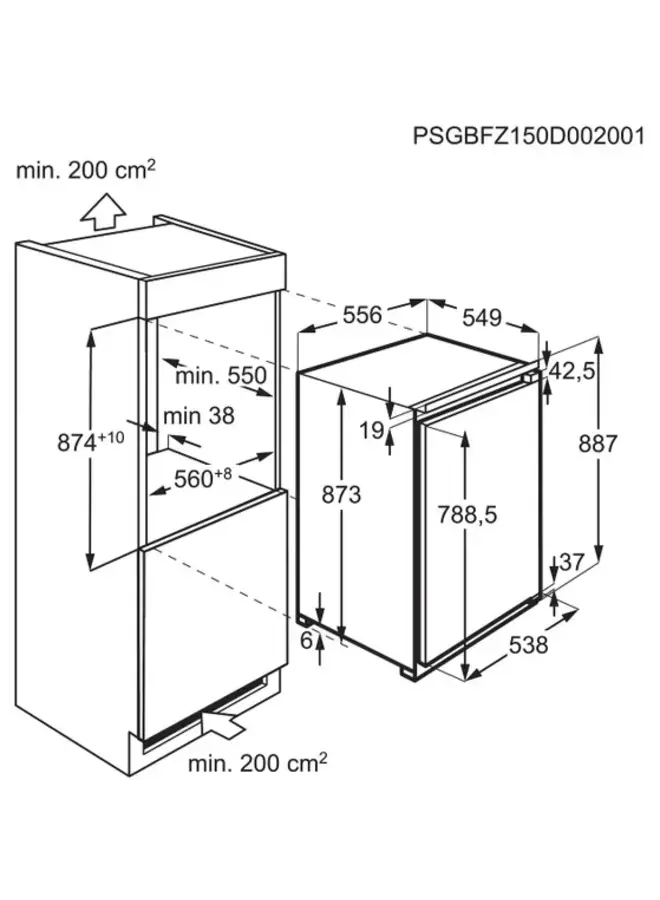 AEG TAB6L88EF | Inbouw vrieskast | 88 cm | Lowfrost