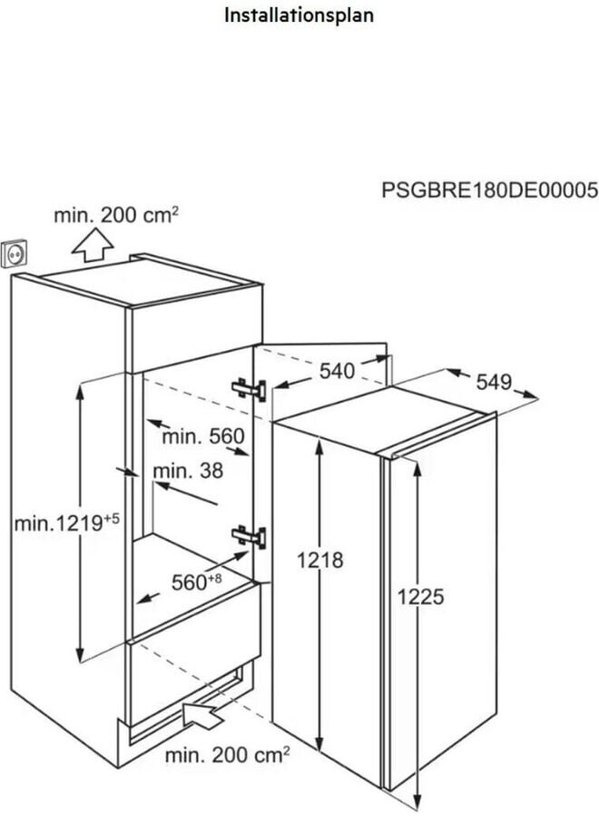 AEG NSK5O12ES | Inbouw koelkast | 122 cm | Sleepdeur