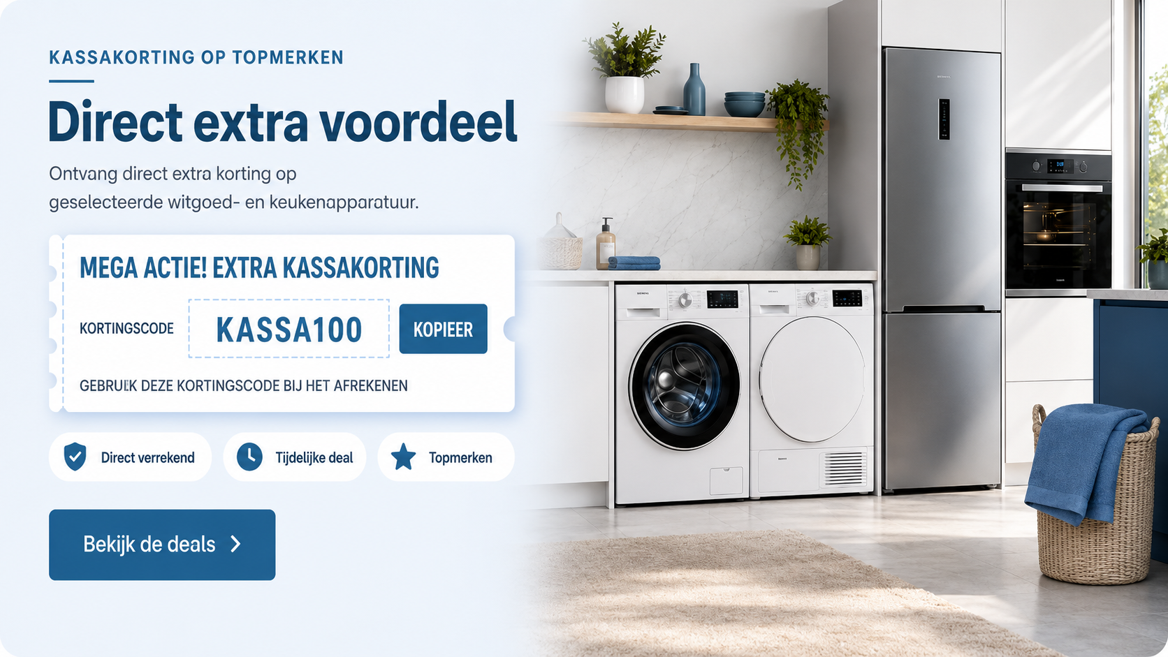 Kassakorting op witgoed en keukenapparatuur