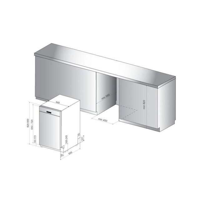 Bauknecht BSBO 3O35 PF X | Half geintegreerde vaatwasser | 45 cm