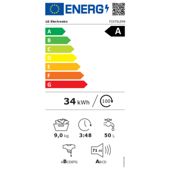LG F2X7SLIM9 | Wasmachine | 9 kg | SlimFit | A label