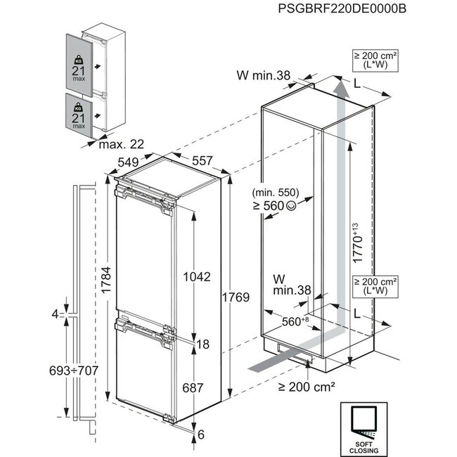 AEG NSC8M181BC | Inbouw koelvriesombinatie | 178 cm | B