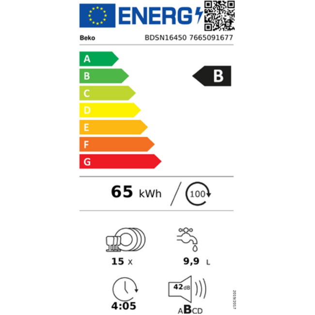 Beko BDSN16450 | Half geintegreerde vaatwassers | B Label