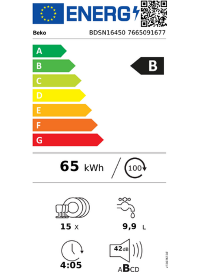 Beko BDSN16450 | Half geintegreerde vaatwassers | B Label