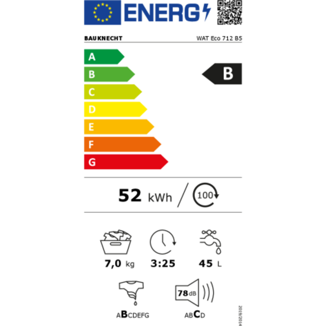 Bauknecht WAT Eco 712 B5 Bovenlader | 7 kg | B label