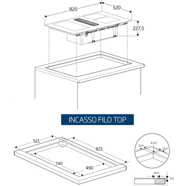 Beko HIXI84700UF | Inductie kookplaat met afzuiging | 80 cm