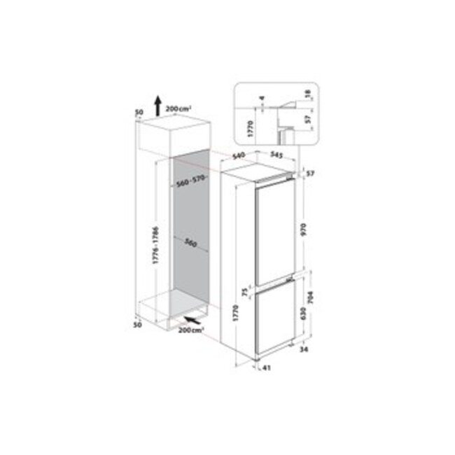 IGNIS ( WHIRLPOOL) Ignis IGC18D021A1 | Inbouw koelvriescombinatie | 178 cm