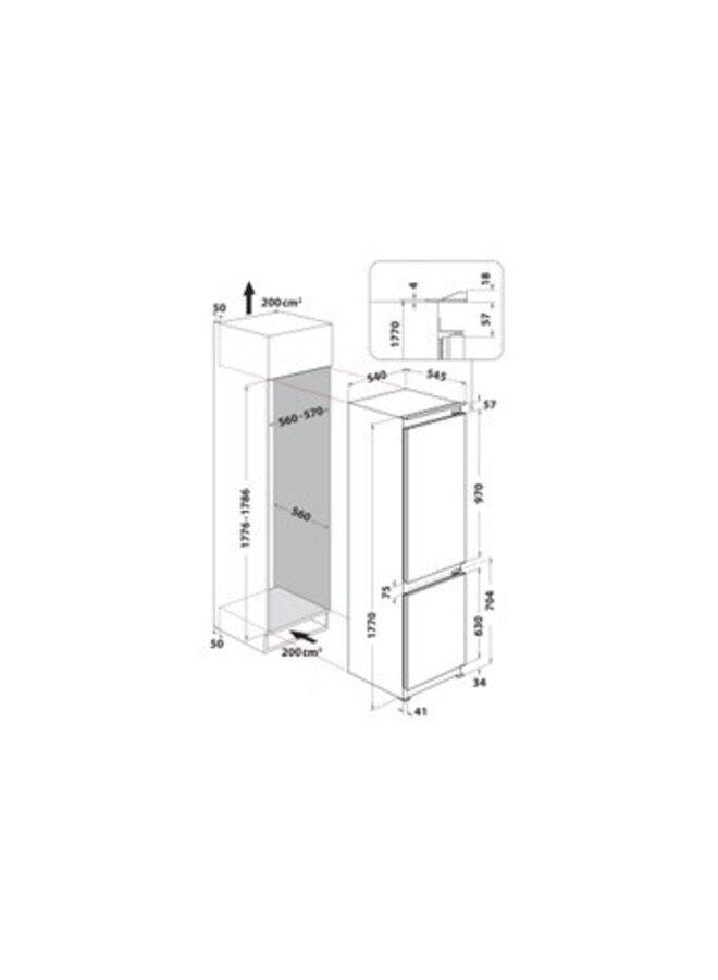 Indesit IGC18D021A1 | Inbouw koelvresicombinatie | 178 cm