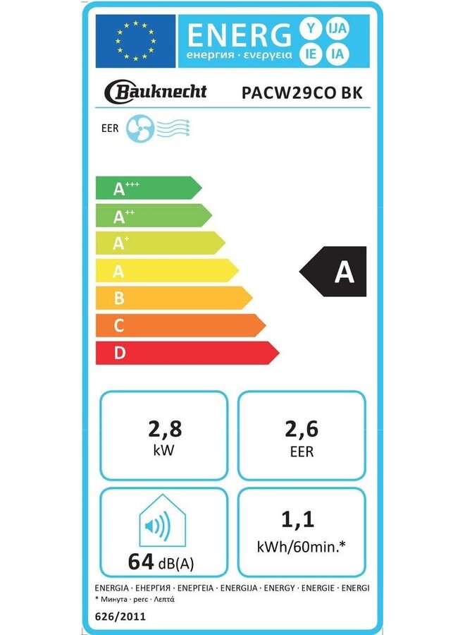 Bauknecht PACW29CO | Mobiele airco | 10.000 BTU
