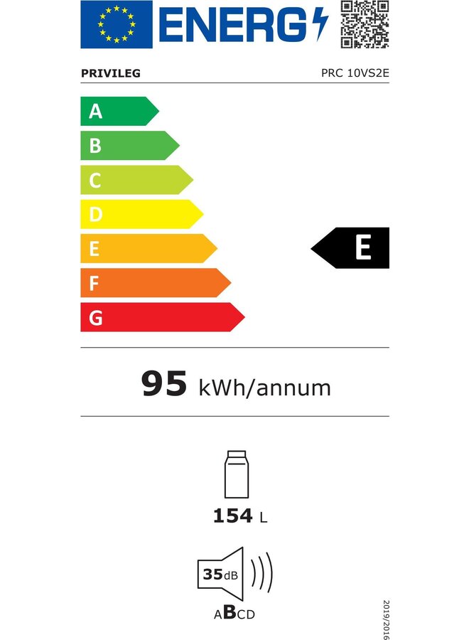 Privileg PRC 10VS2E | Inbouw koelkast | 102 cm | Sleepdeur