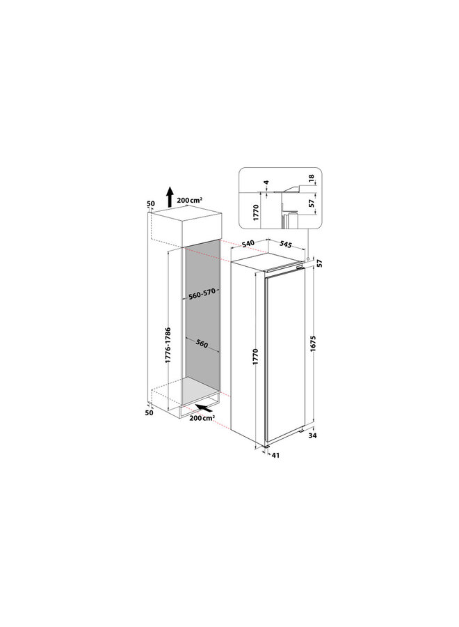 Whirlpool WBC 18BC22R | Inbouw koelkast | 178 cm
