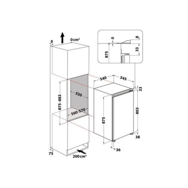 IGNIS ( WHIRLPOOL) Ignis ( Whirlpool )  ARL9GS2E | Inbouw koelkast | 88 cm