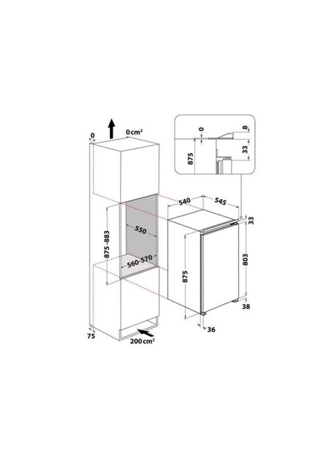 Ignis ( Whirlpool )  ARL9GS2E | Inbouw koelkast | 88 cm