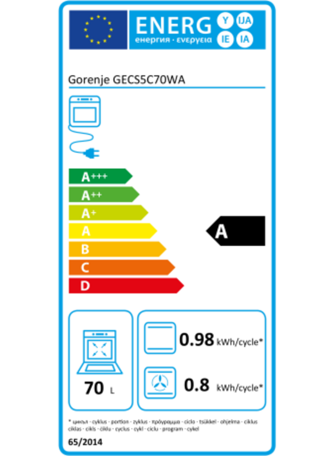 Gorenje GECS5C70WA | Keramisch fornuis | 50 cm | Airfry