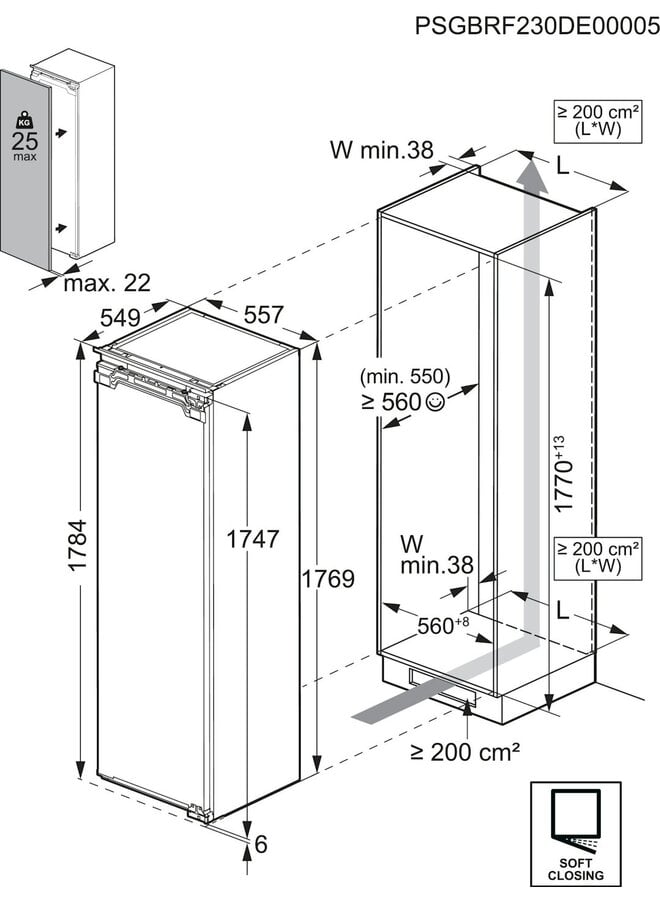 AEG NSF9Z181EC | Inbouw koelkast | 178 cm