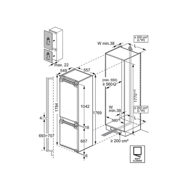 AEG EK8C18C | Inbouw koelvriescombinatie | C | Nofrost