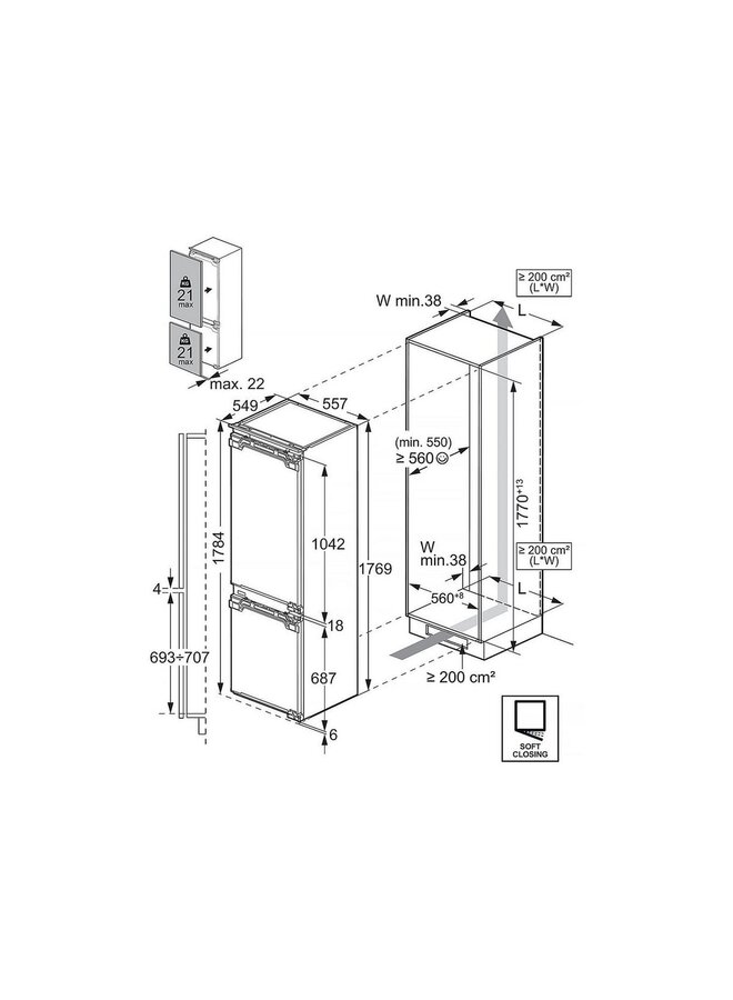 AEG EK8C18C | Inbouw koelvriescombinatie | C | Nofrost