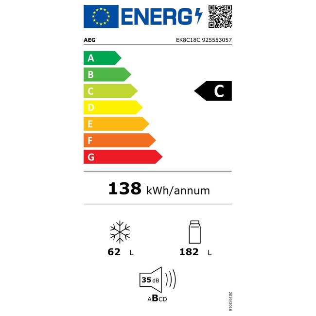 AEG EK8C18C | Inbouw koelvriescombinatie | C | Nofrost
