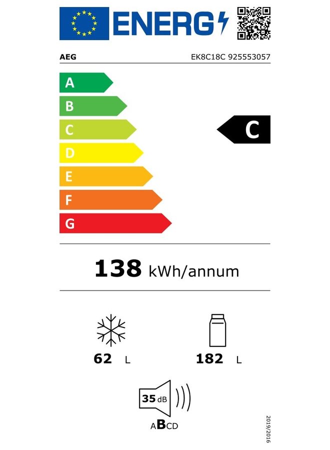 AEG EK8C18C | Inbouw koelvriescombinatie | C | Nofrost